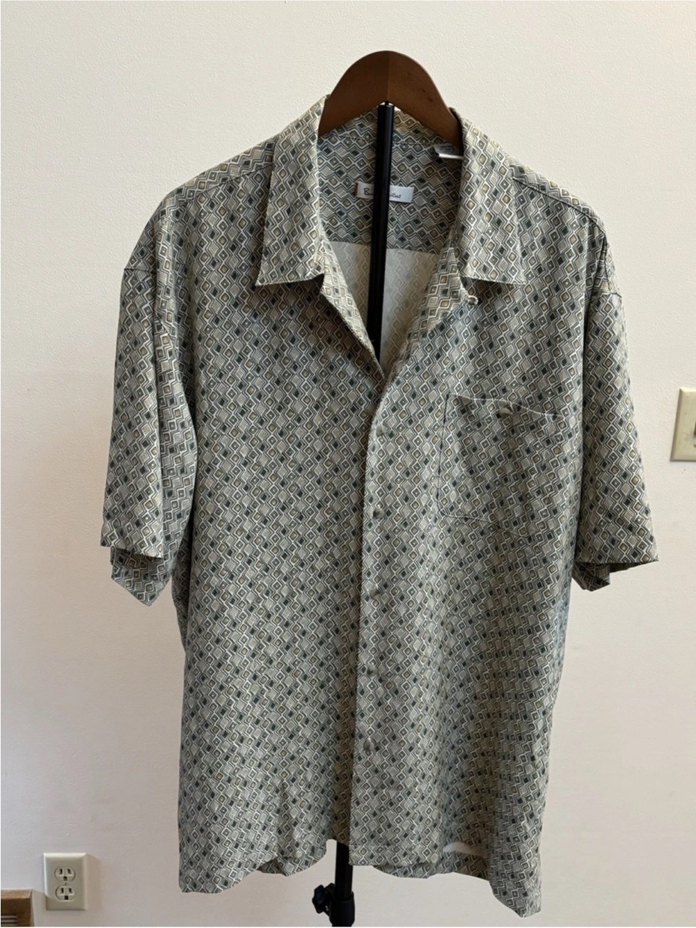 Burma Bibas 100% Silk Camp Shirt XL Geometric Button Up